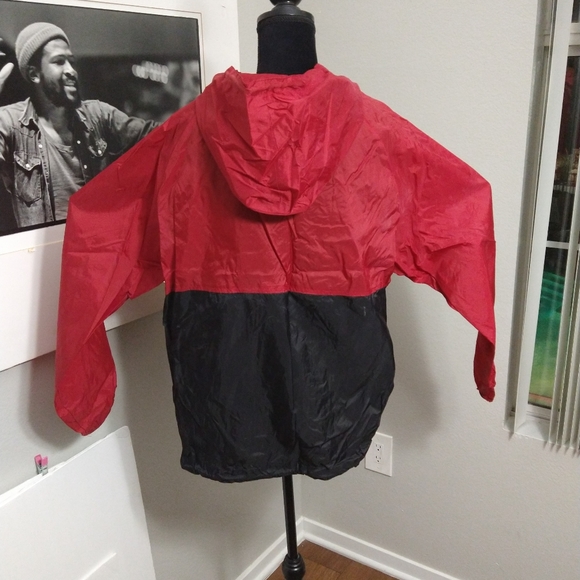 Deep Red and Black Quarter Zip Pull Over Windbreaker - Picture 4 of 9